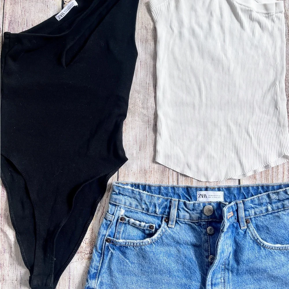 ZARA summer bundle outfit Jean shorts tanks small - Picture 2 of 6